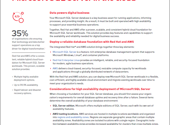 Considerations for running Microsoft SQL Server in the cloud